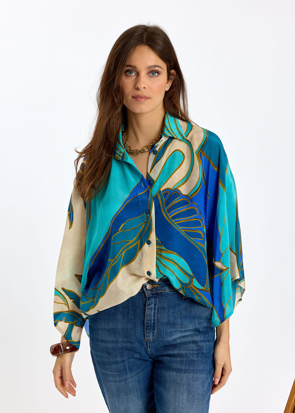 CHEMISE IMPRIMÉE À MANCHES TOMBANTES ESPRIT KIMONO RAFAEL TURKIS
