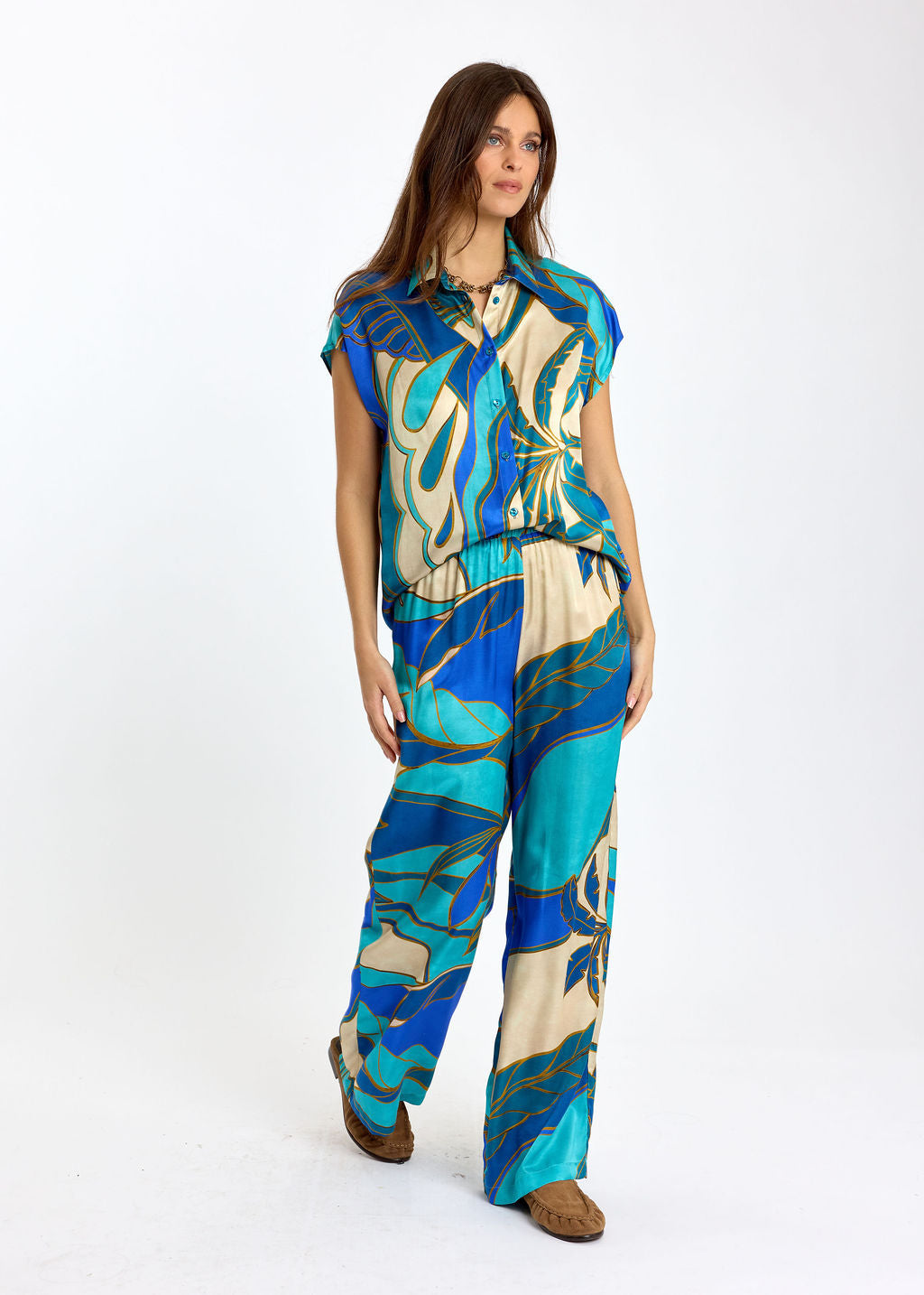 CHEMISE SANS MANCHES IMPRIMÉE SIRA TURKIS