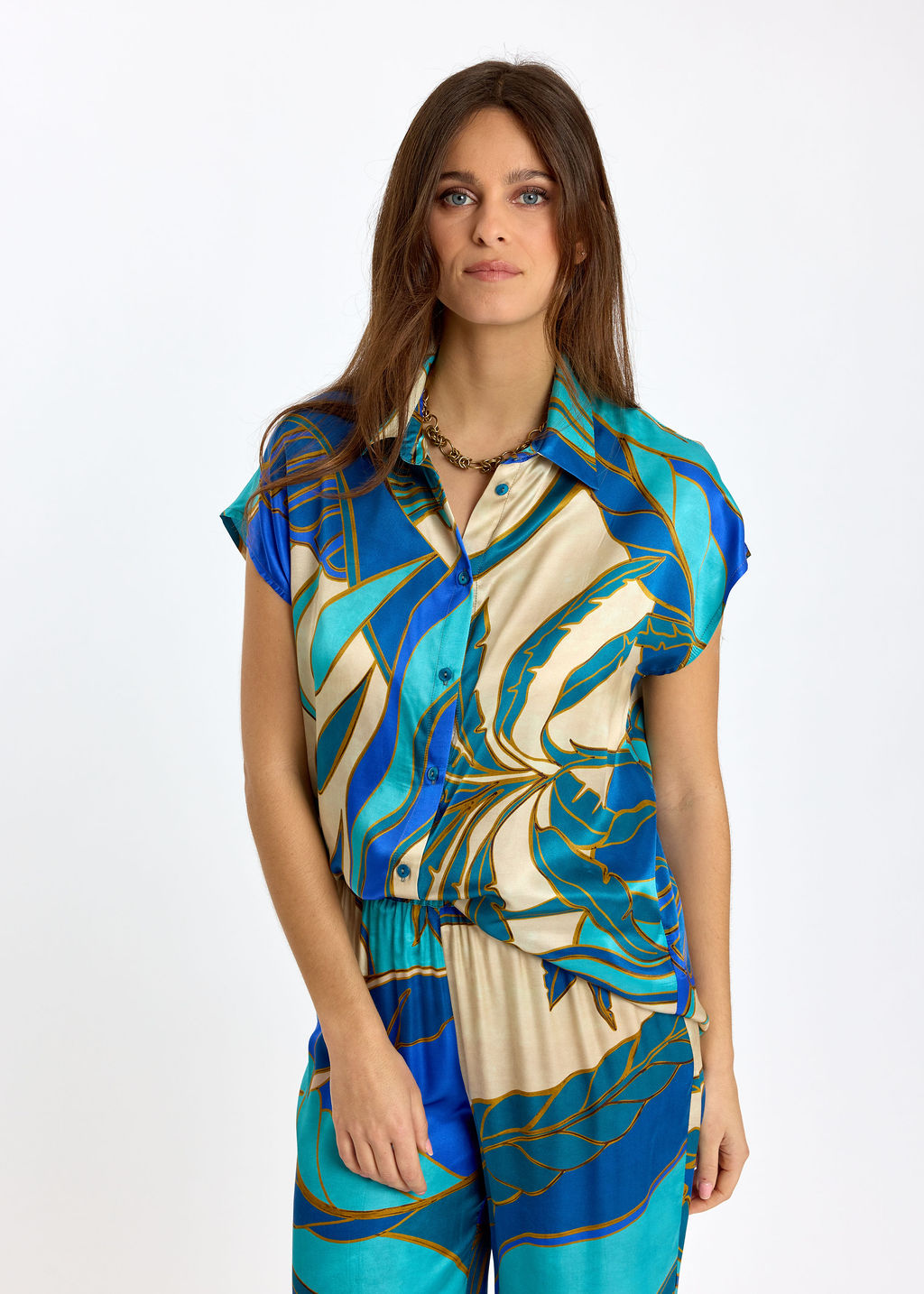 CHEMISE SANS MANCHES IMPRIMÉE SIRA TURKIS