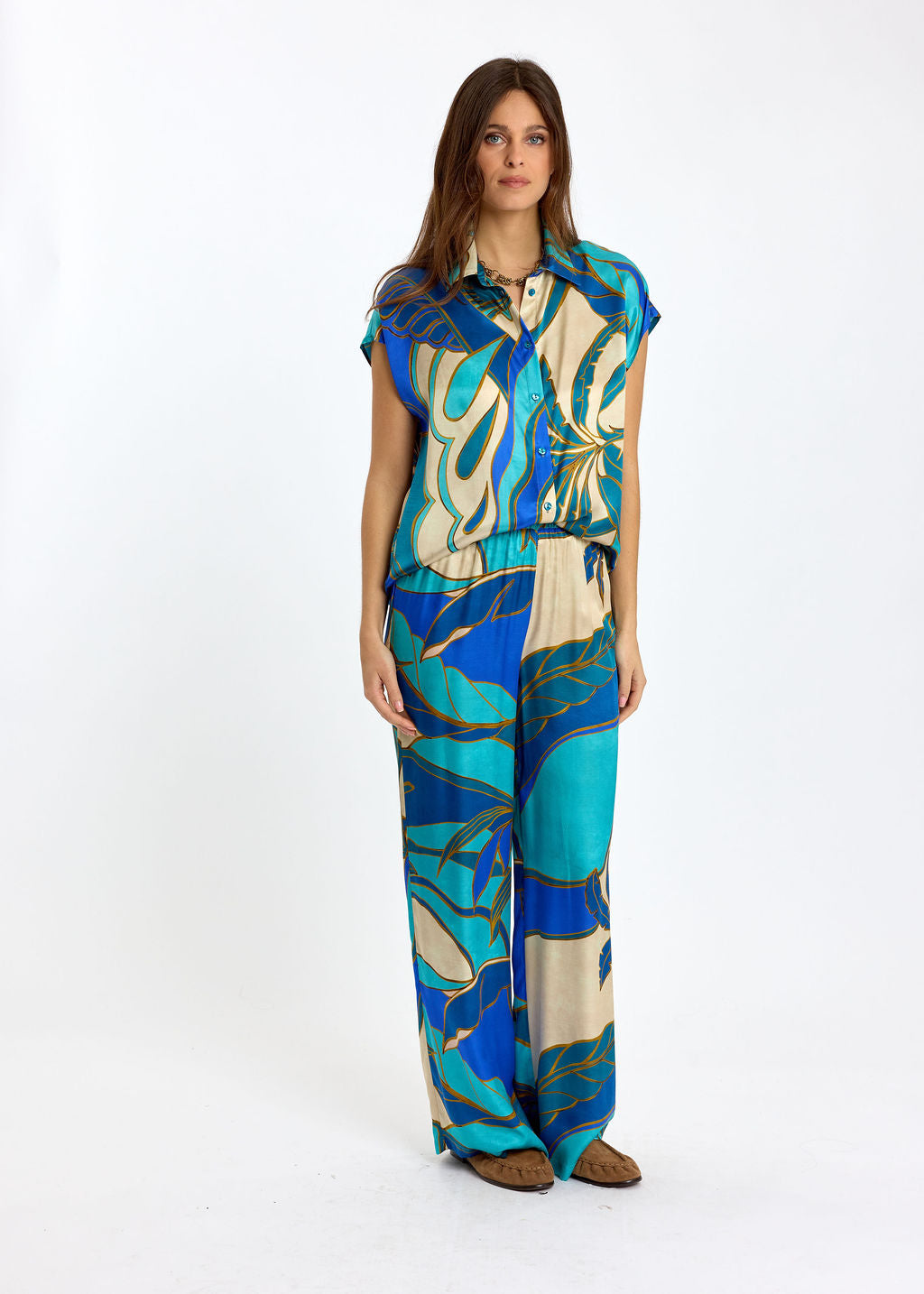 CHEMISE SANS MANCHES IMPRIMÉE SIRA TURKIS