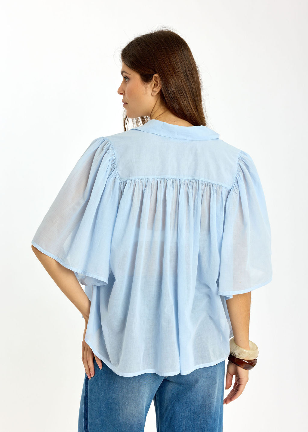 CHEMISE EN VOILE DE COTON JAVA CIEL