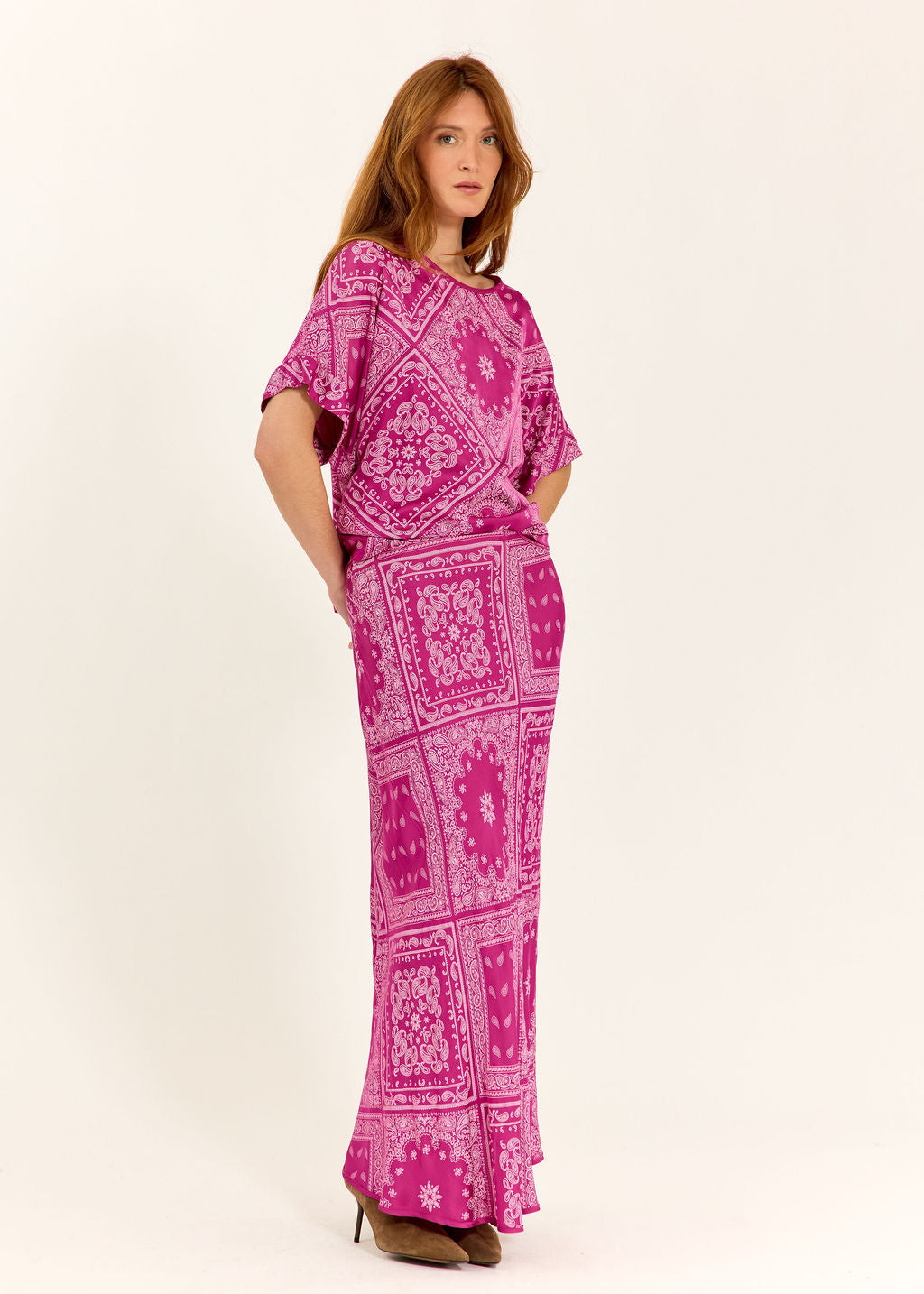 TOP EN VISCOSE IMPRIMÉE PERLE PINKY