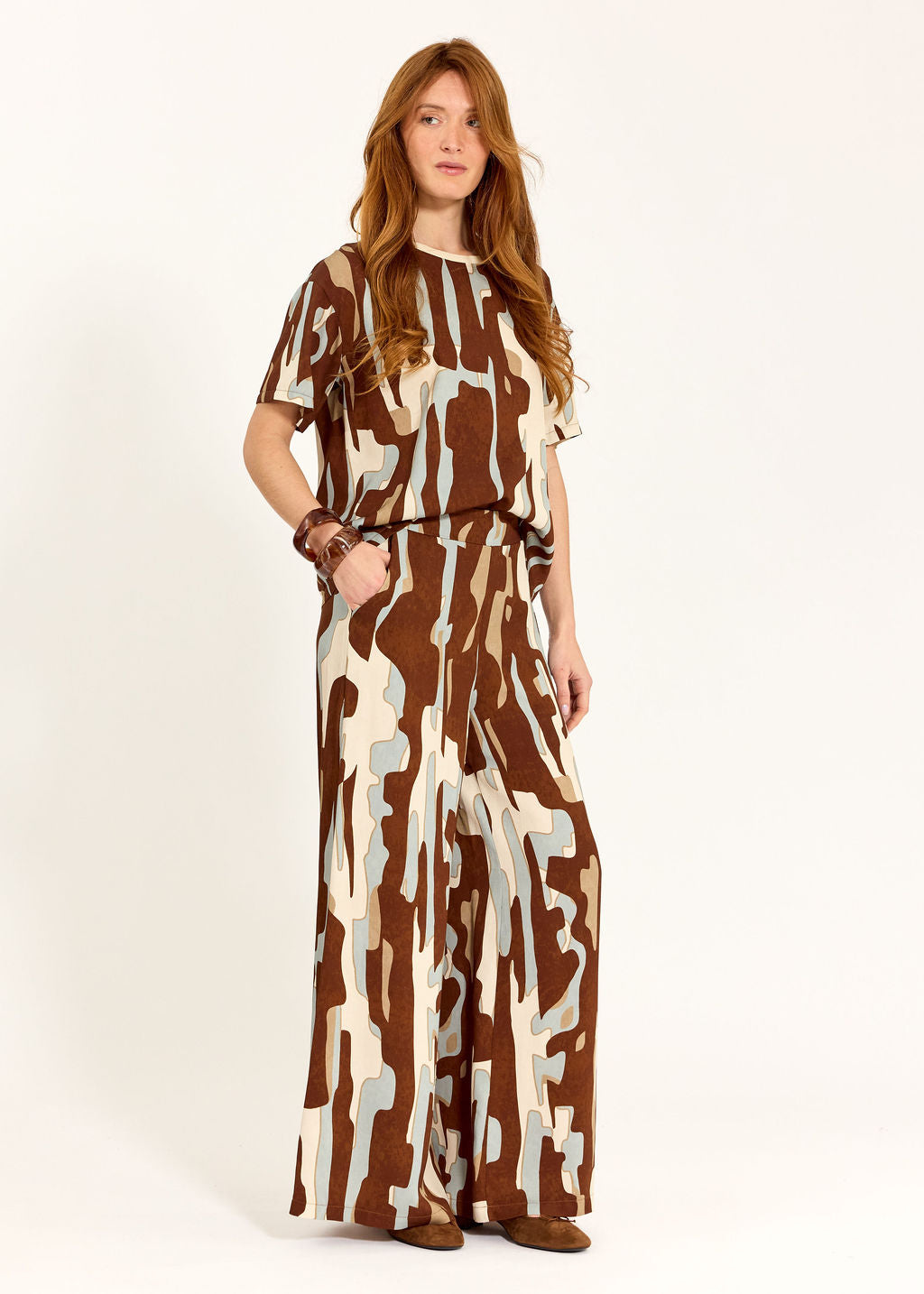 TEE-SHIRT IMPRIMÉ EN VISCOSE LIN CAROLINA ICE BLUE