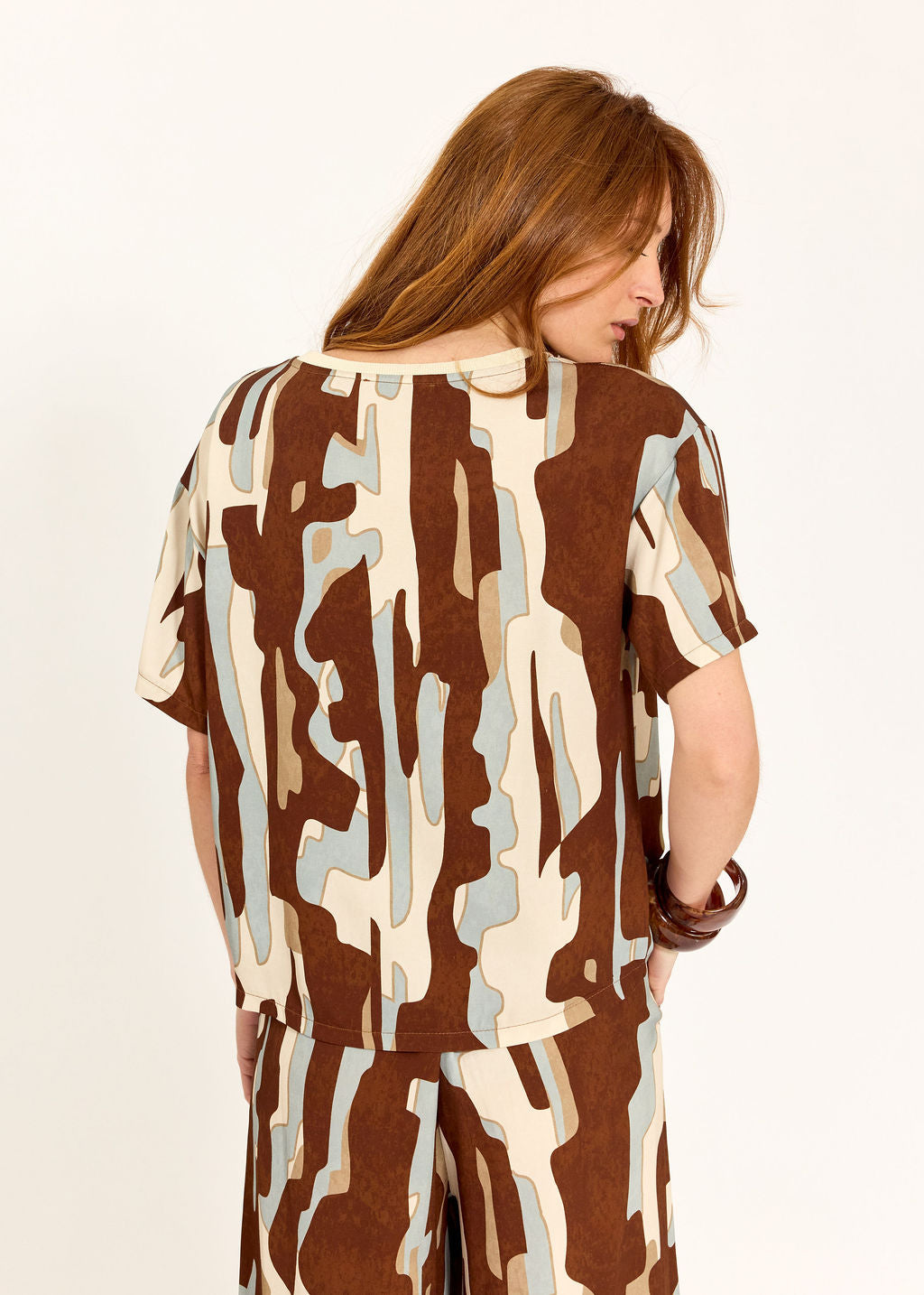 TEE-SHIRT IMPRIMÉ EN VISCOSE LIN CAROLINA ICE BLUE