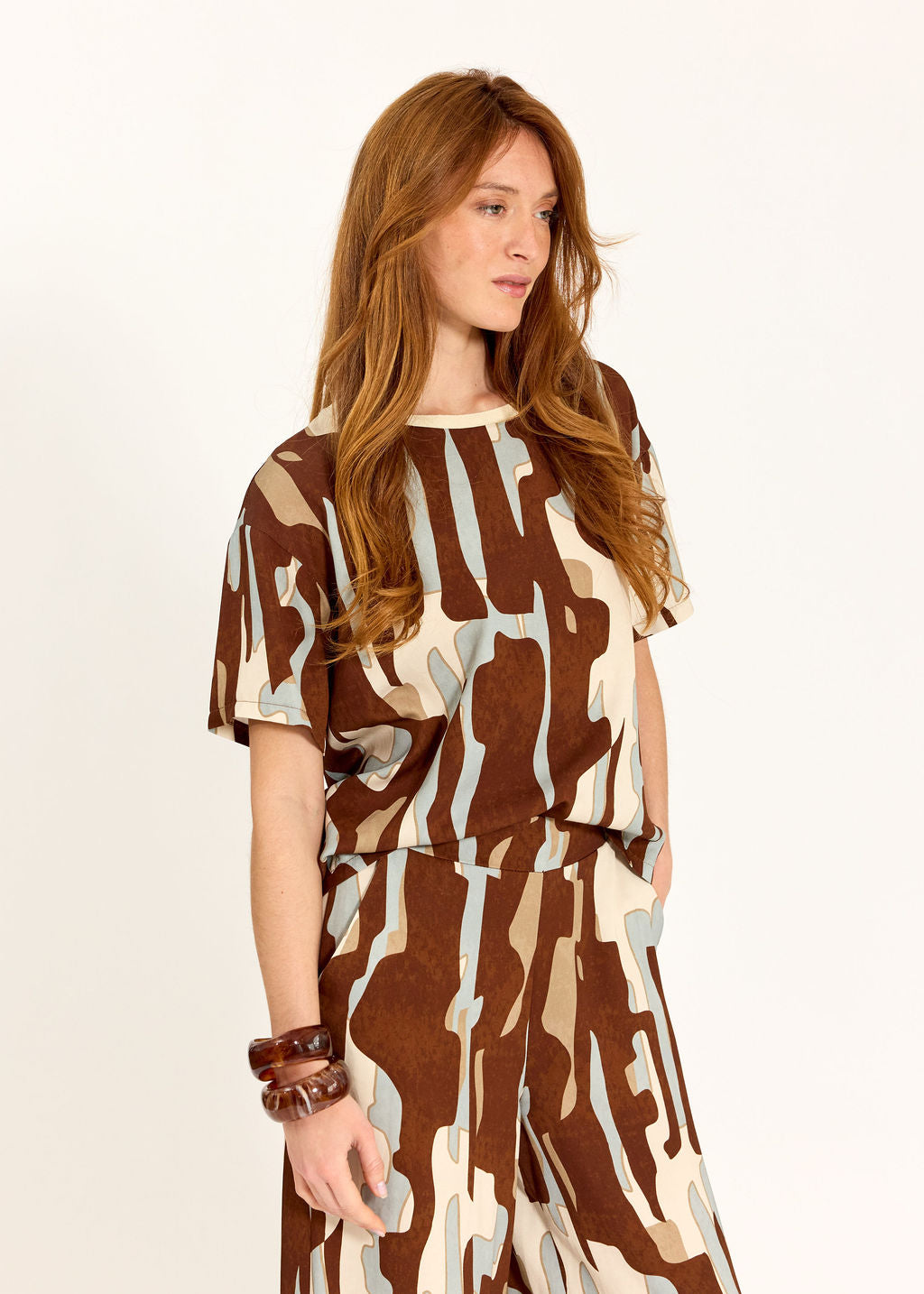 TEE-SHIRT IMPRIMÉ EN VISCOSE LIN CAROLINA ICE BLUE