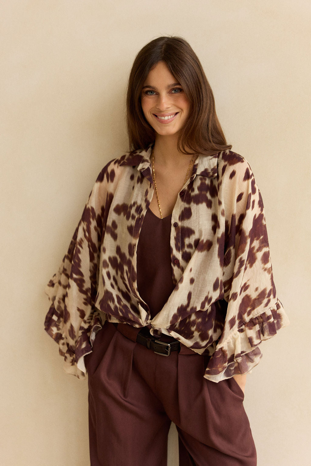 CHEMISE AMPLE IMPRIMÉE EN LYOCELL AVA PECAN