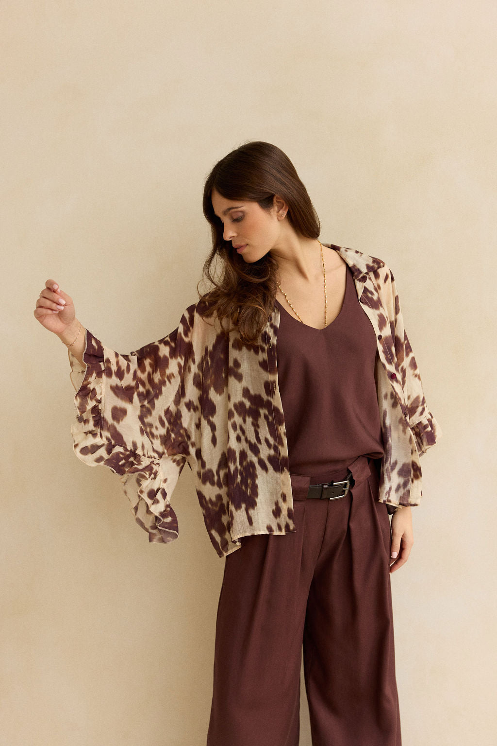 CHEMISE AMPLE IMPRIMÉE EN LYOCELL AVA PECAN