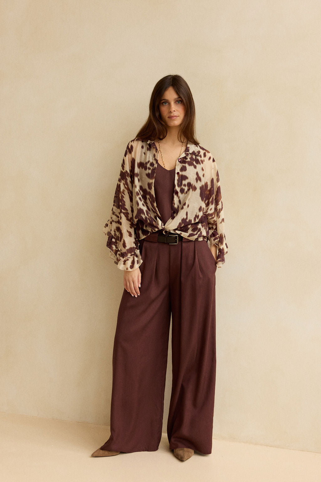 CHEMISE AMPLE IMPRIMÉE EN LYOCELL AVA PECAN