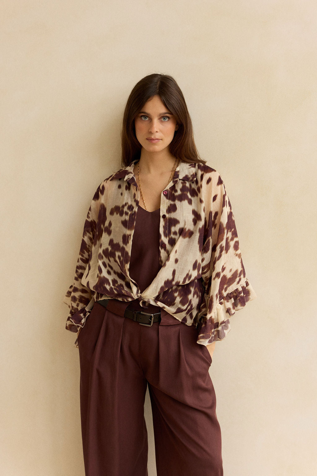 CHEMISE AMPLE IMPRIMÉE EN LYOCELL AVA PECAN
