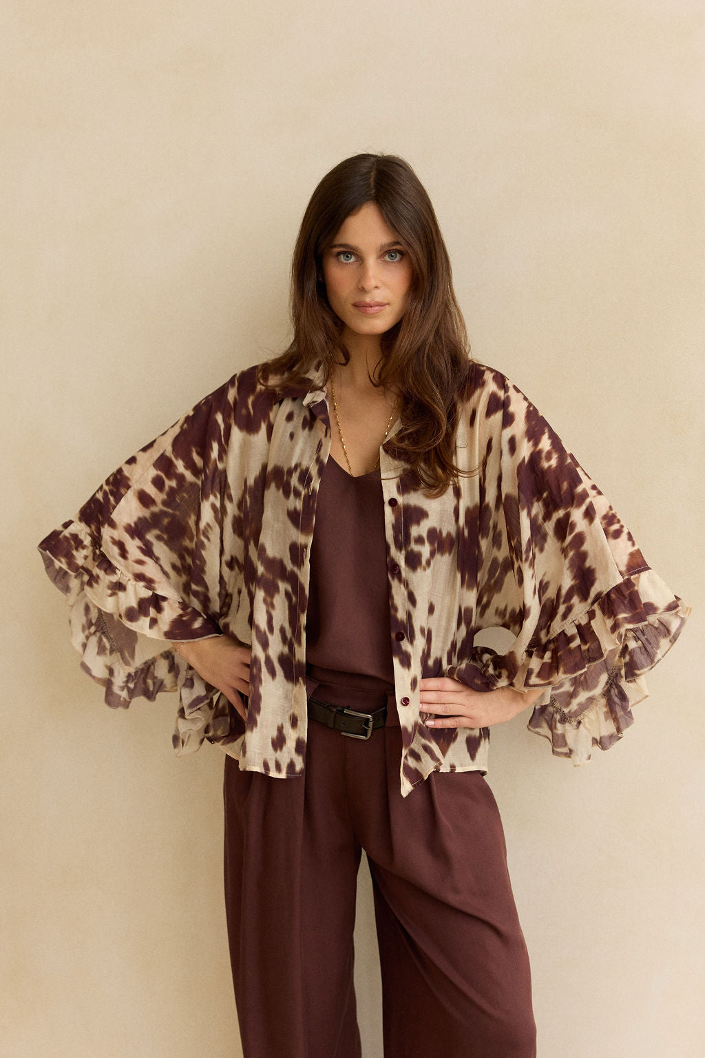 CHEMISE AMPLE IMPRIMÉE EN LYOCELL AVA PECAN