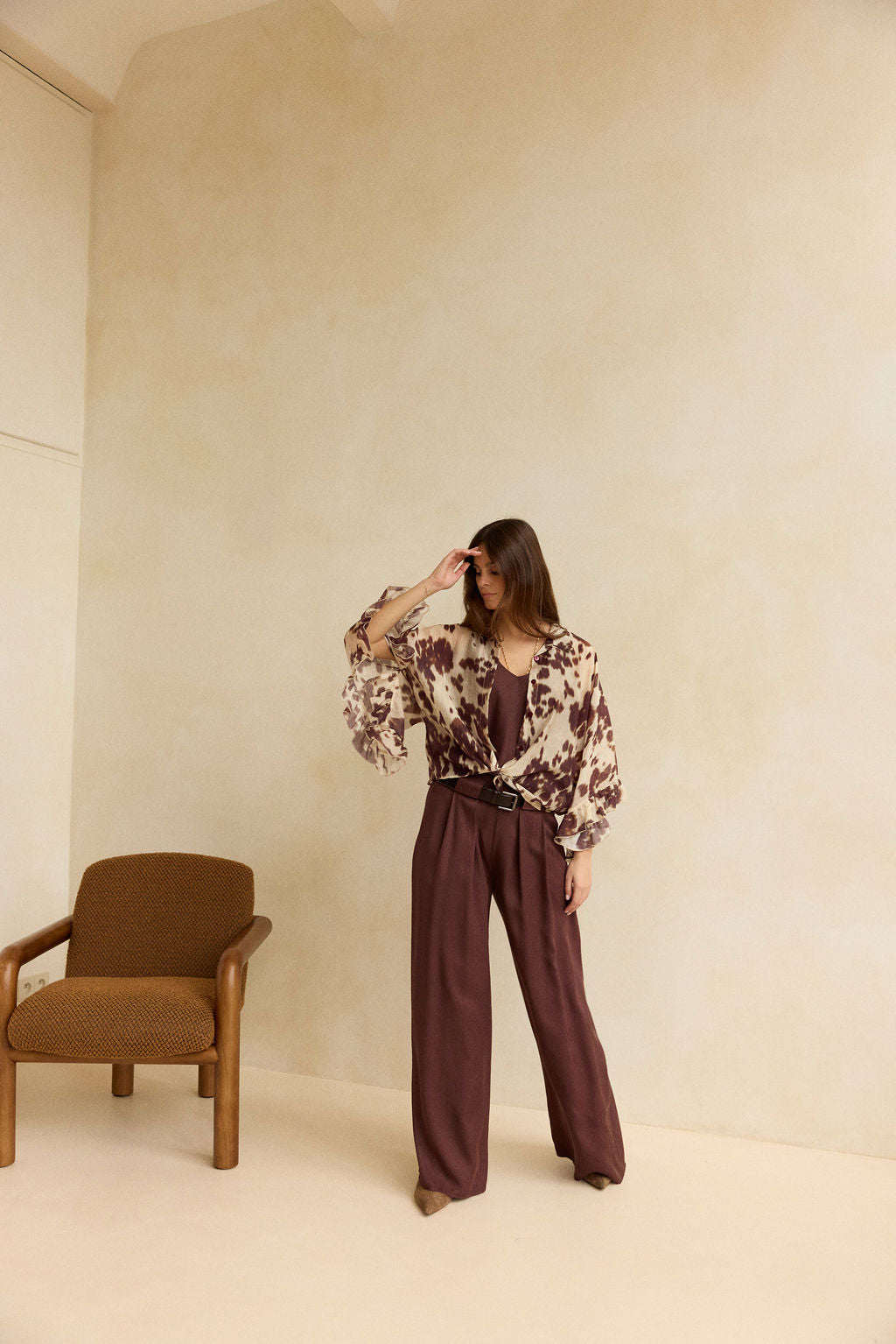 CHEMISE AMPLE IMPRIMÉE EN LYOCELL AVA PECAN