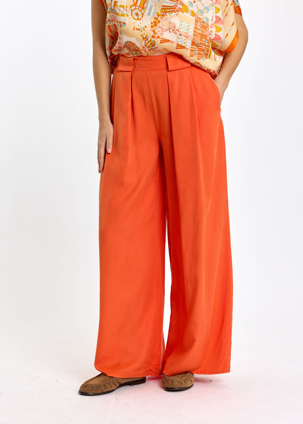 PANTALON EN LYOCELL OSLO MANDARINE