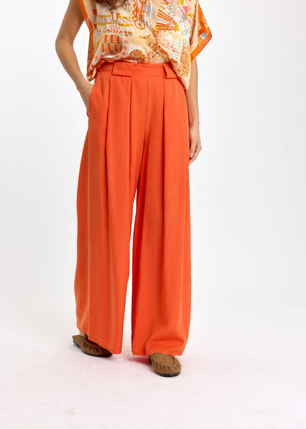 PANTALON EN LYOCELL OSLO MANDARINE