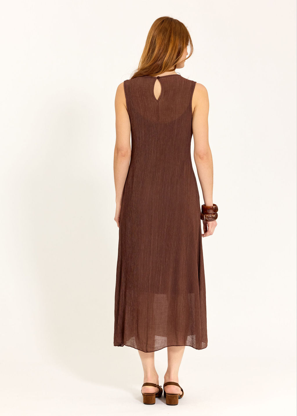 ROBE MIDI EN VISCOSE CRINKLE SUNA CAFE