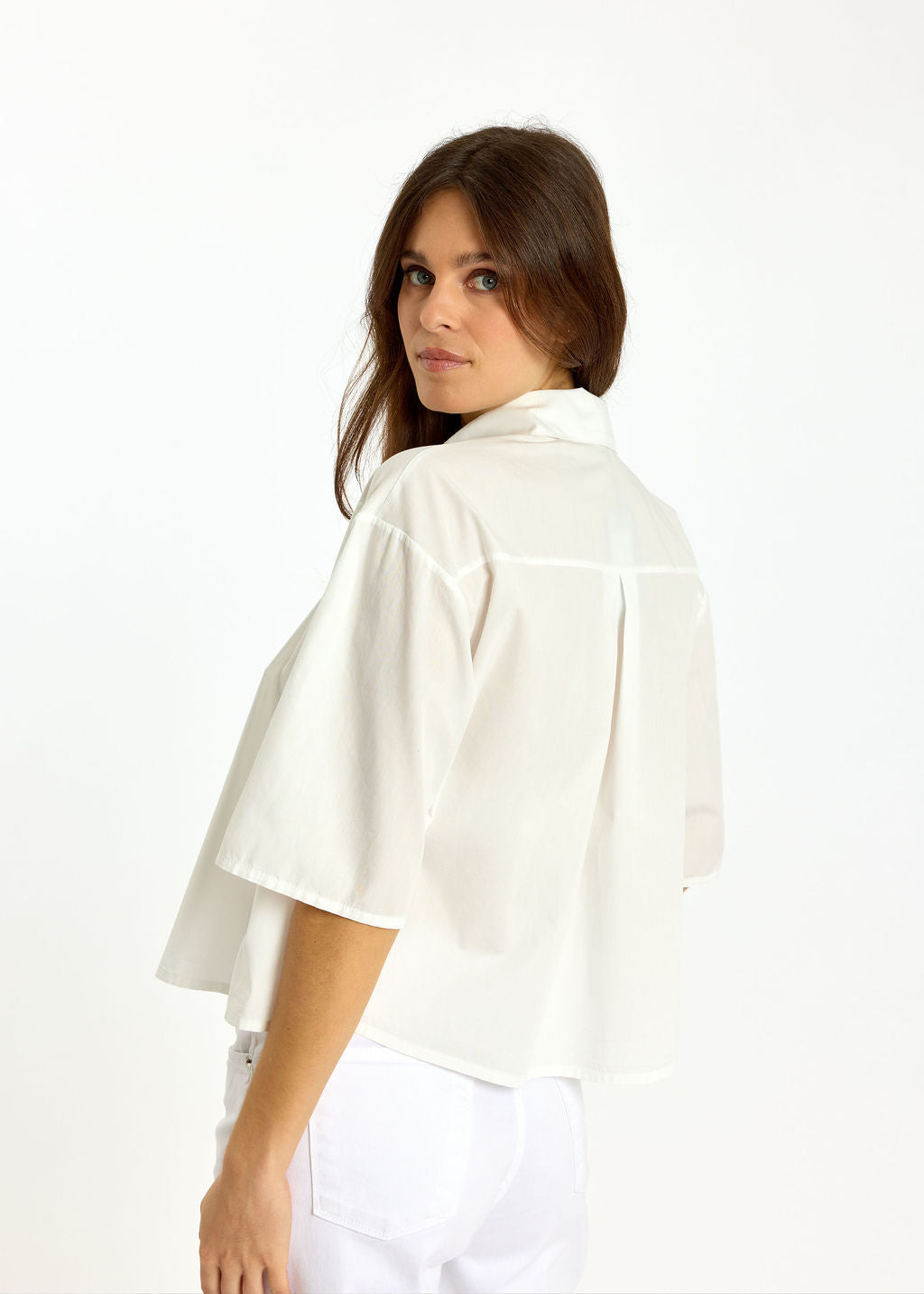 CHEMISE COURTE EN COTON LAVÉ ALIX BLANC