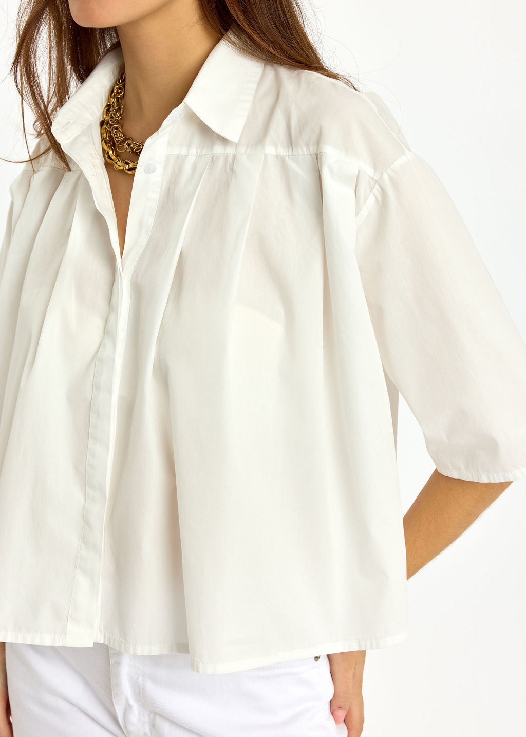 CHEMISE COURTE EN COTON LAVÉ ALIX BLANC