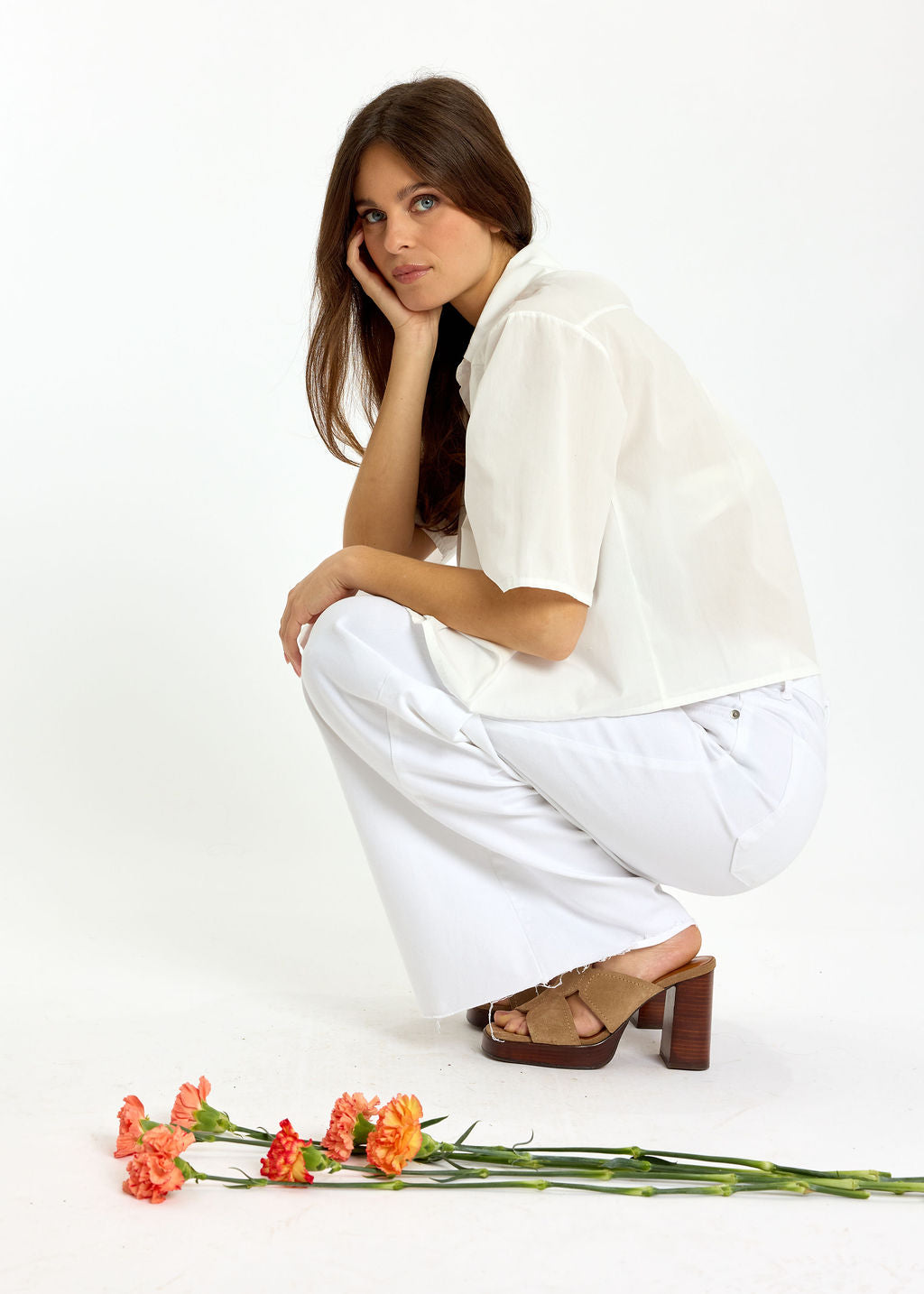 CHEMISE COURTE EN COTON LAVÉ ALIX BLANC