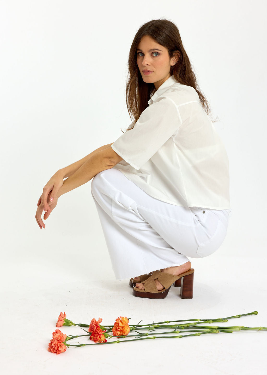 CHEMISE COURTE EN COTON LAVÉ ALIX BLANC