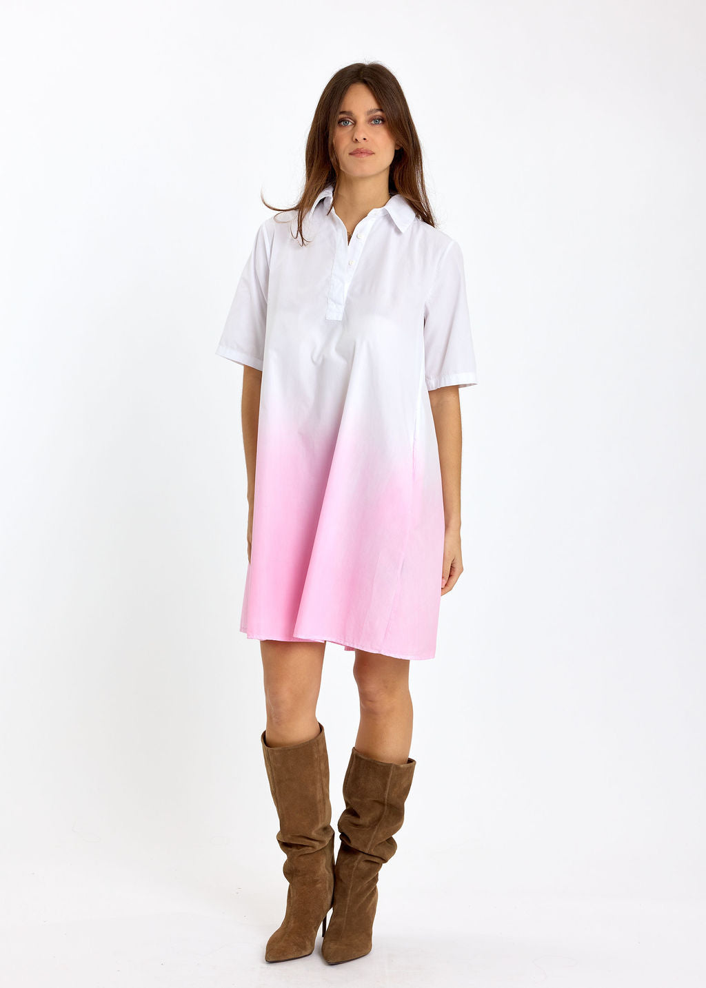 ROBE COURTE EN POPELINE DÉGRADÉE BRUNA ROSE