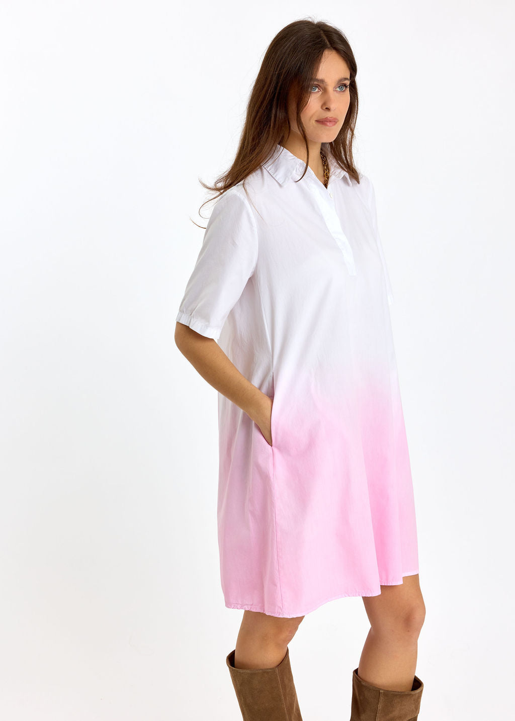 ROBE COURTE EN POPELINE DÉGRADÉE BRUNA ROSE