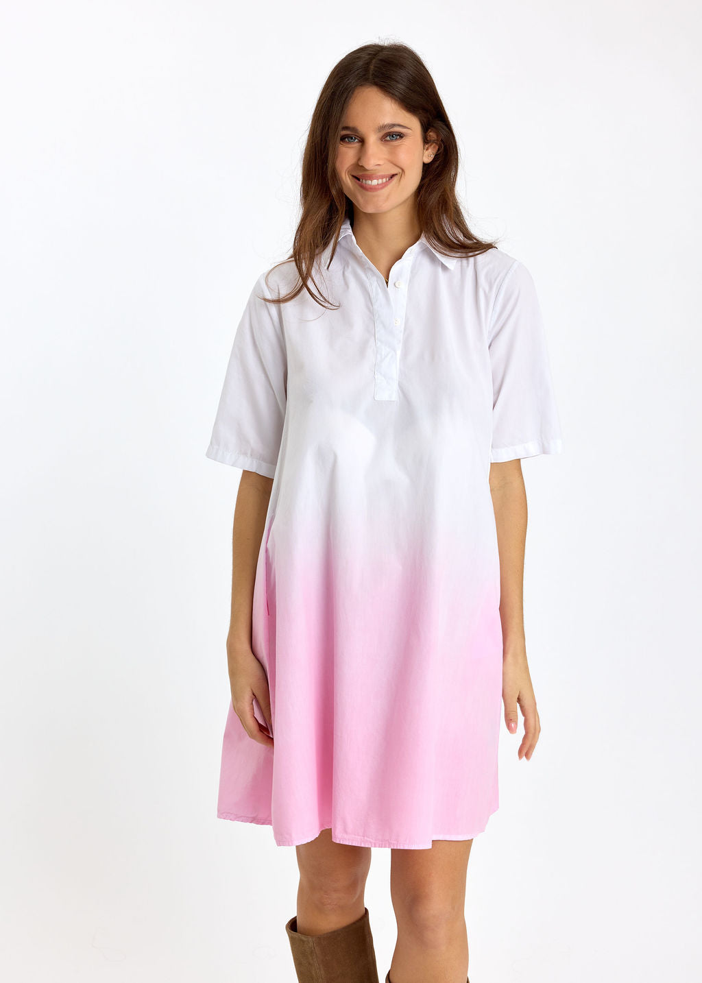 ROBE COURTE EN POPELINE DÉGRADÉE BRUNA ROSE