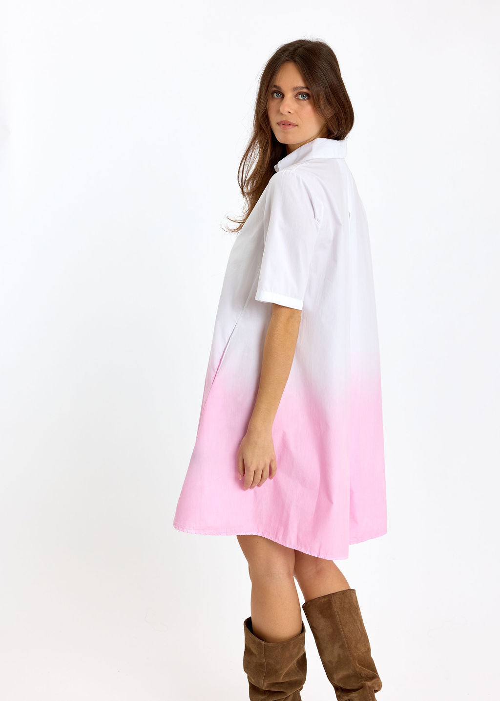 ROBE COURTE EN POPELINE DÉGRADÉE BRUNA ROSE