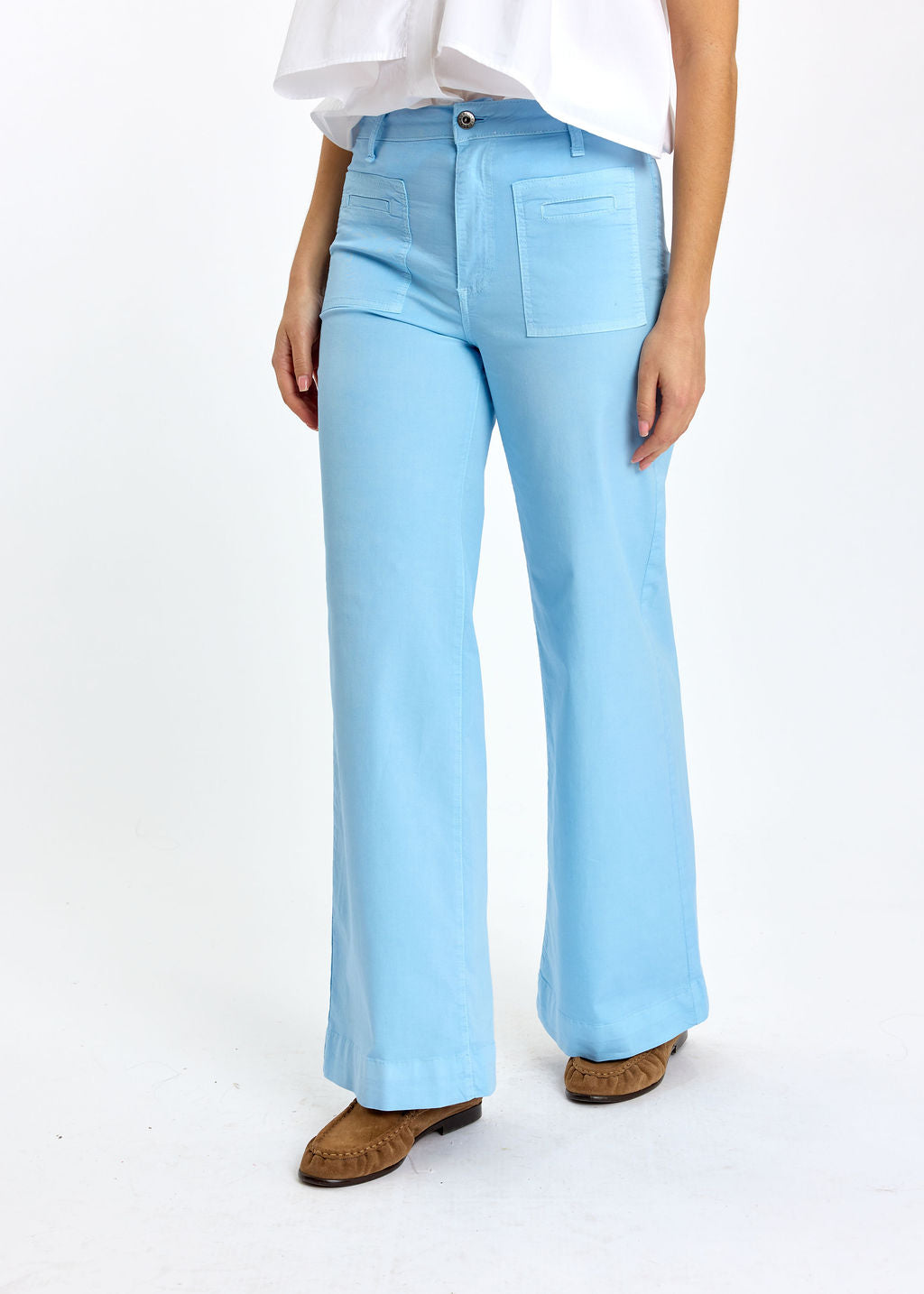 PANTALON 7/8IÈME EN COTON ÉLASTHANNE TAO CIEL