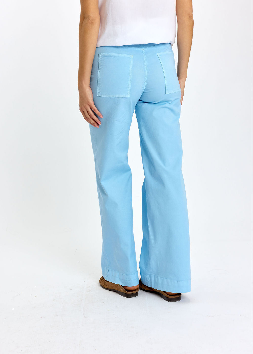 PANTALON 7/8IÈME EN COTON ÉLASTHANNE TAO CIEL