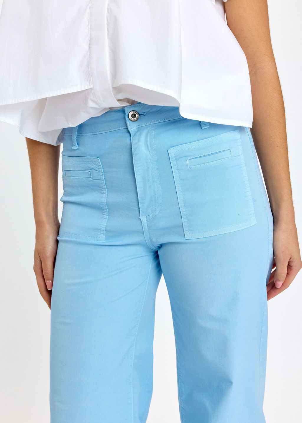 PANTALON 7/8IÈME EN COTON ÉLASTHANNE TAO CIEL