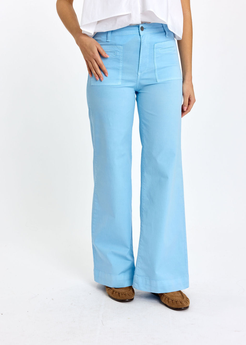 PANTALON 7/8IÈME EN COTON ÉLASTHANNE TAO CIEL