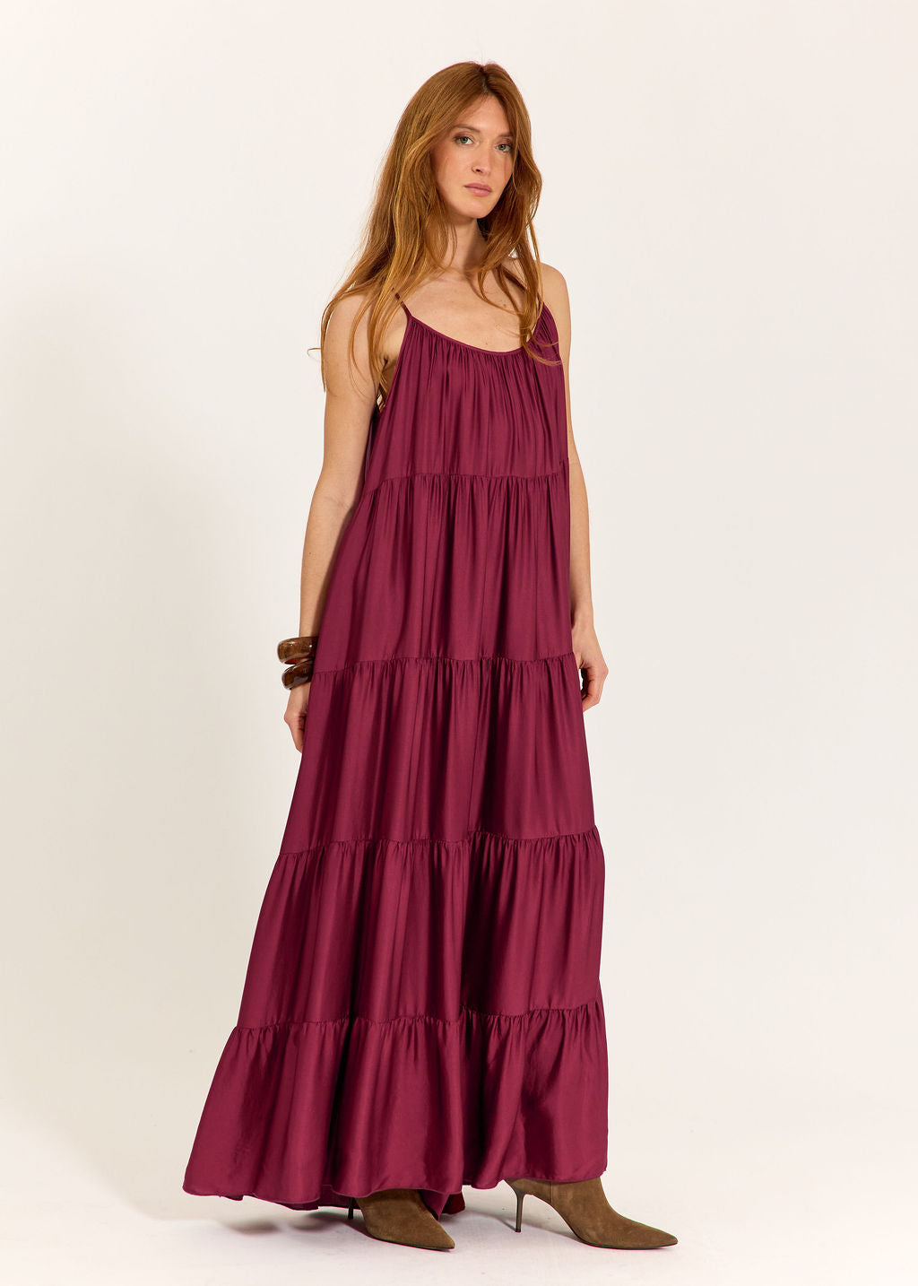 ROBE AMPLE VOLANTÉE ZOEY CERISE