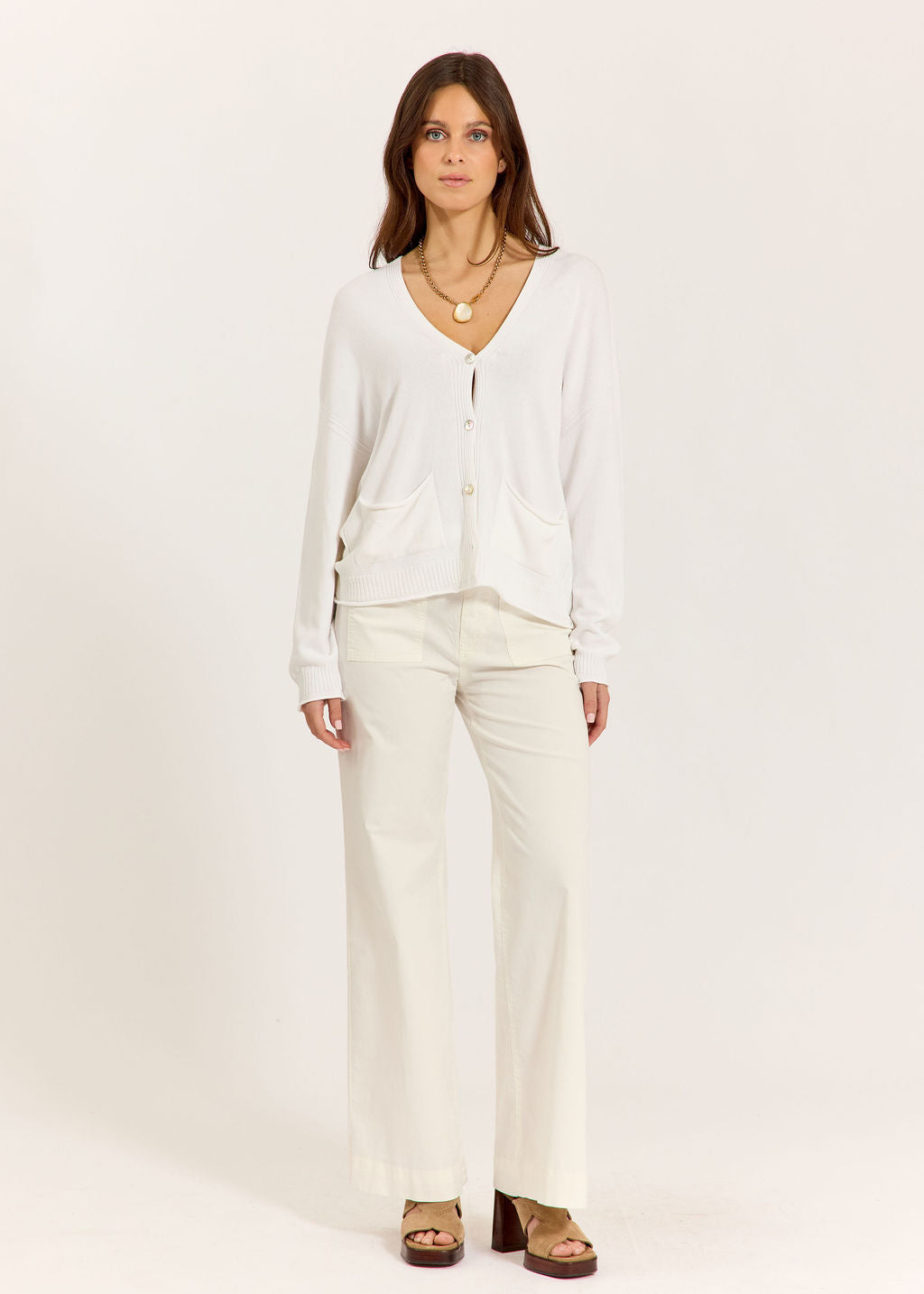 VESTE COURTE EN MAILLE VISCOSE SHIRAZ ÉCRU