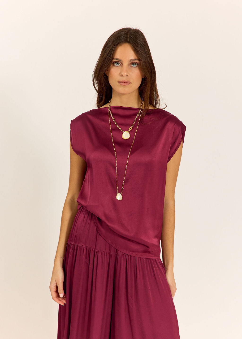 TOP COURT ENCOLURE BATEAU ISLA CERISE