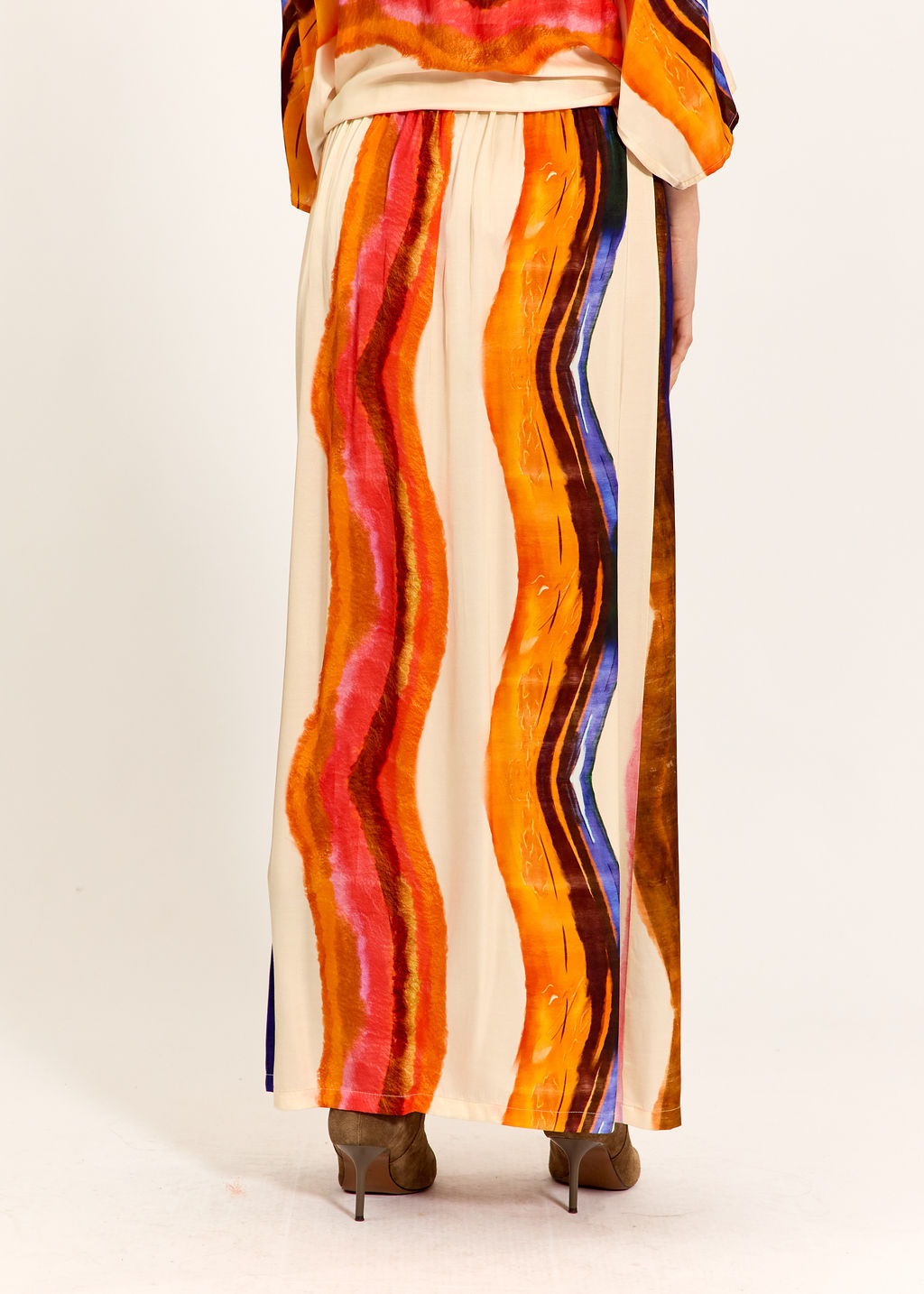 JUPE LONGUE FLUIDE IMPRIMÉE LILO ABRICOT