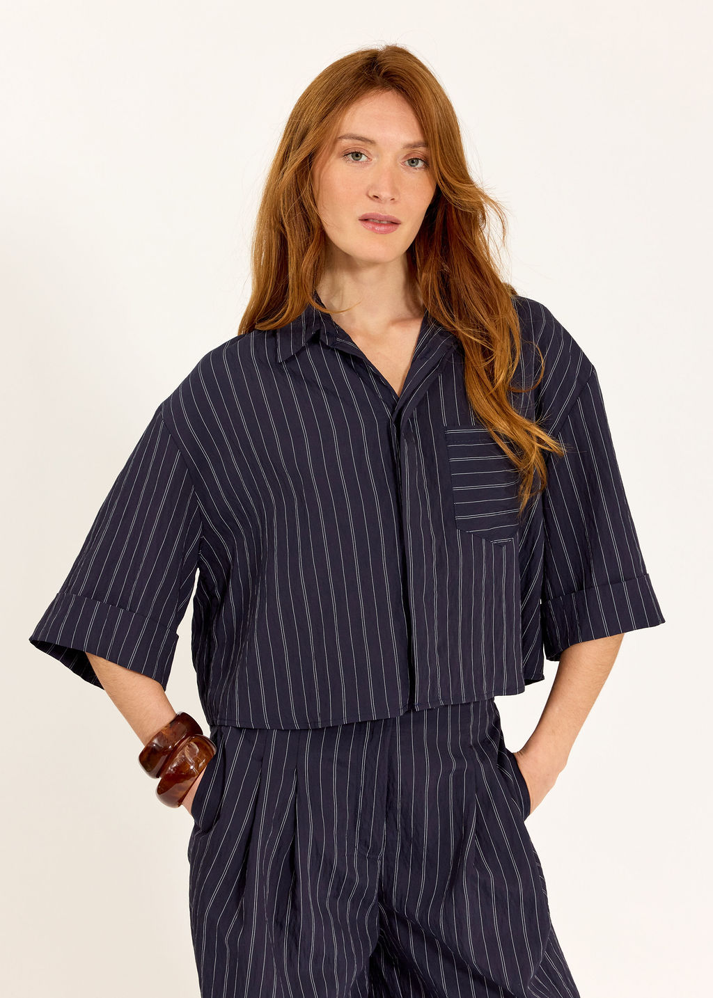 VESTE COURTE RAYÉE SOLAL NAVY