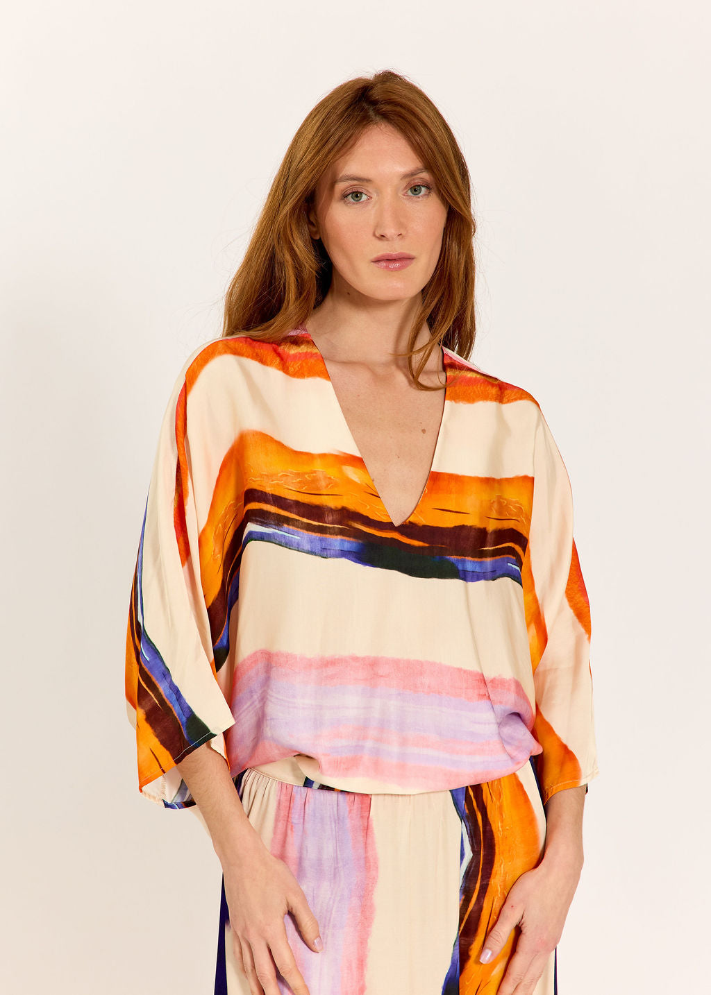 TOP PONCHO IMPRIMÉ TOVA ABRICOT