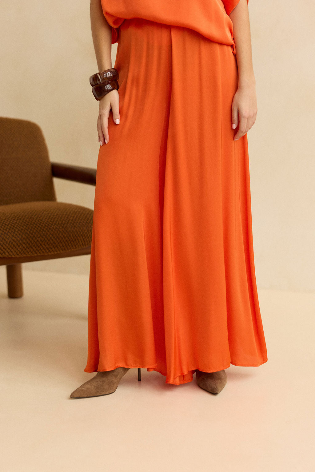 PANTALON FLUIDE AMPLE CAPRY MANDARINE