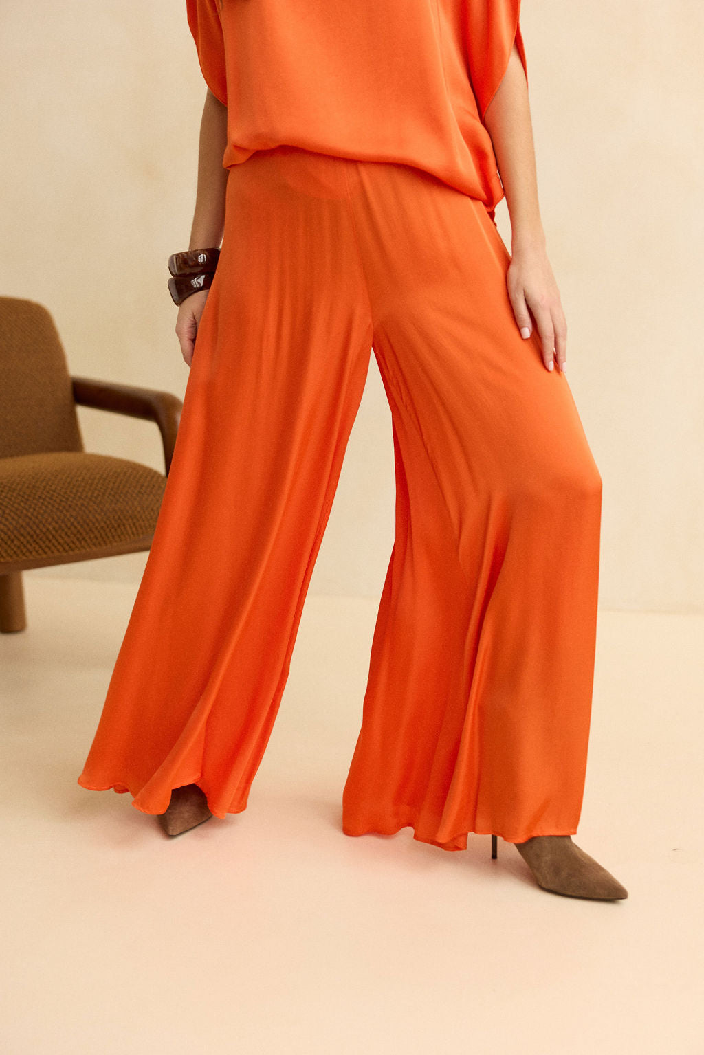 PANTALON FLUIDE AMPLE CAPRY MANDARINE