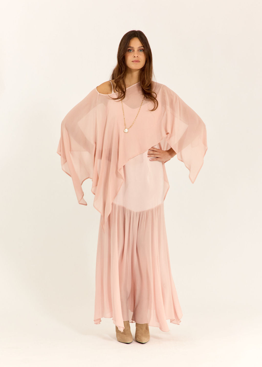 CAPE COURTE EN VOILE VISCOSE LINA DRAGÉE