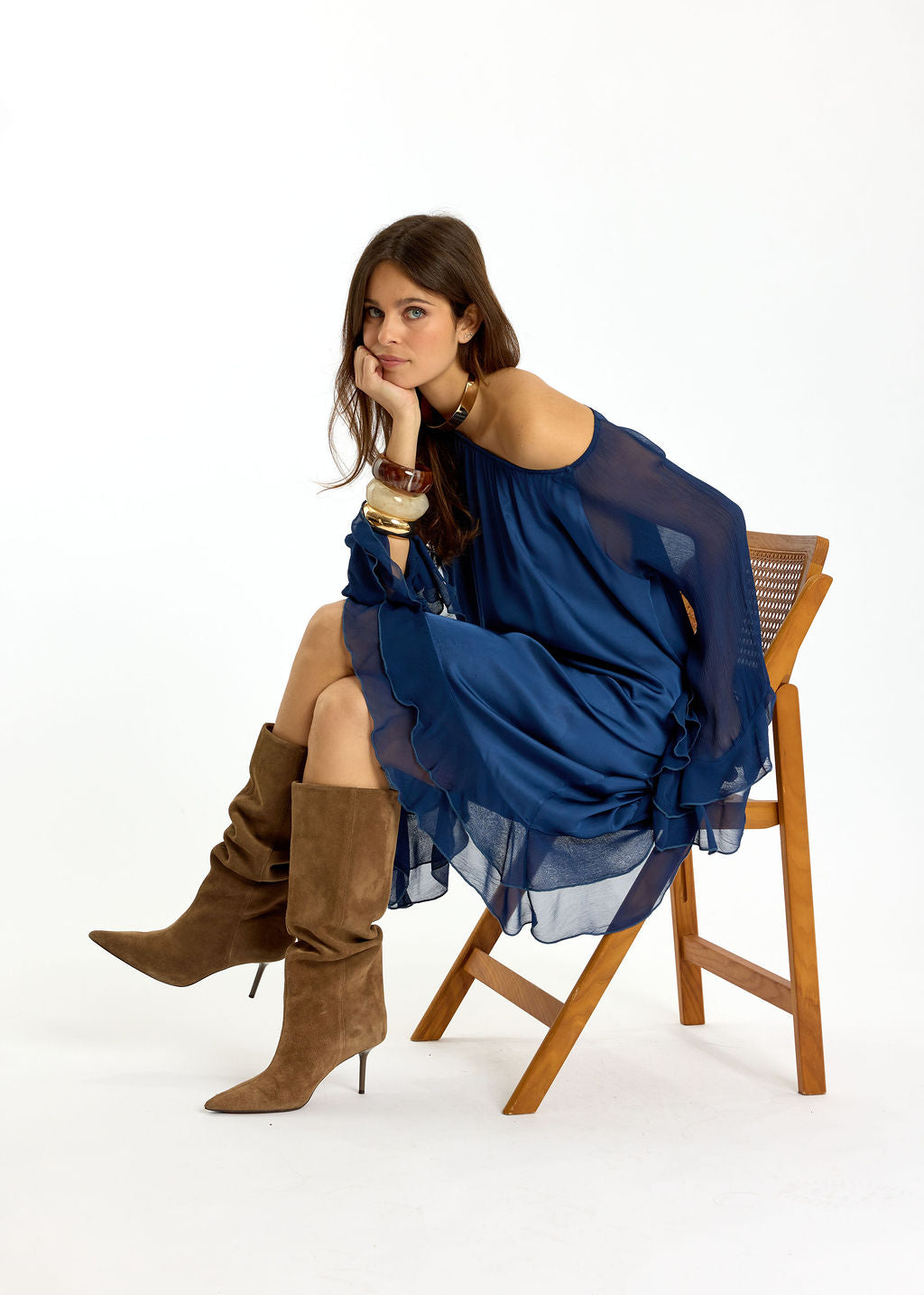 ROBE COURTE BI-MATIÈRE MILANE BLUE