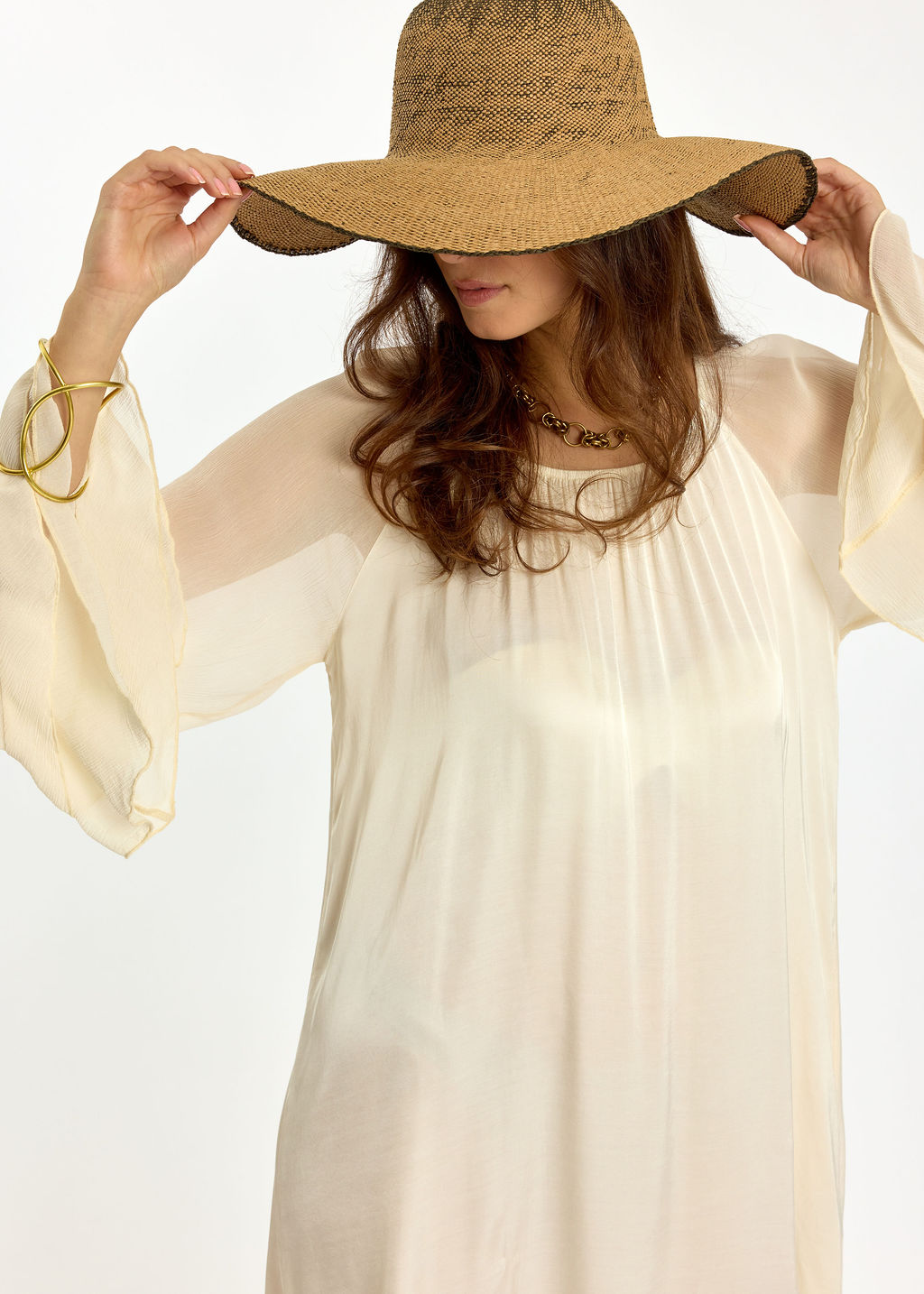 ROBE COURTE BI-MATIÈRE MILANE ECRU