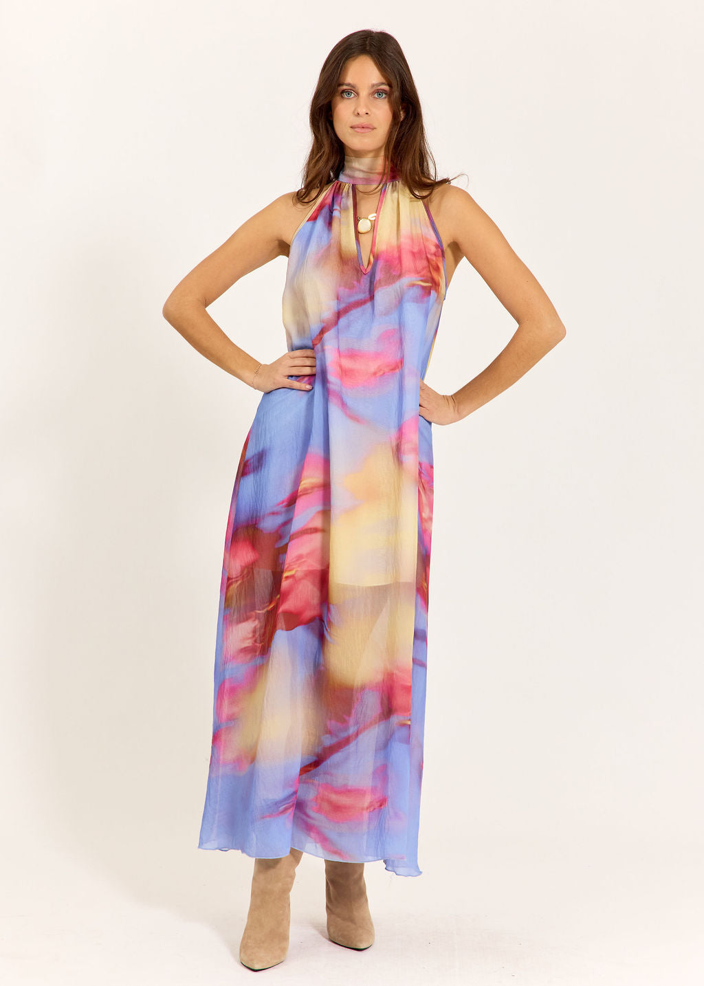 ROBE IMPRIMÉE À EMMANCHURES AMÉRICAINES MIRELLA NAXOS