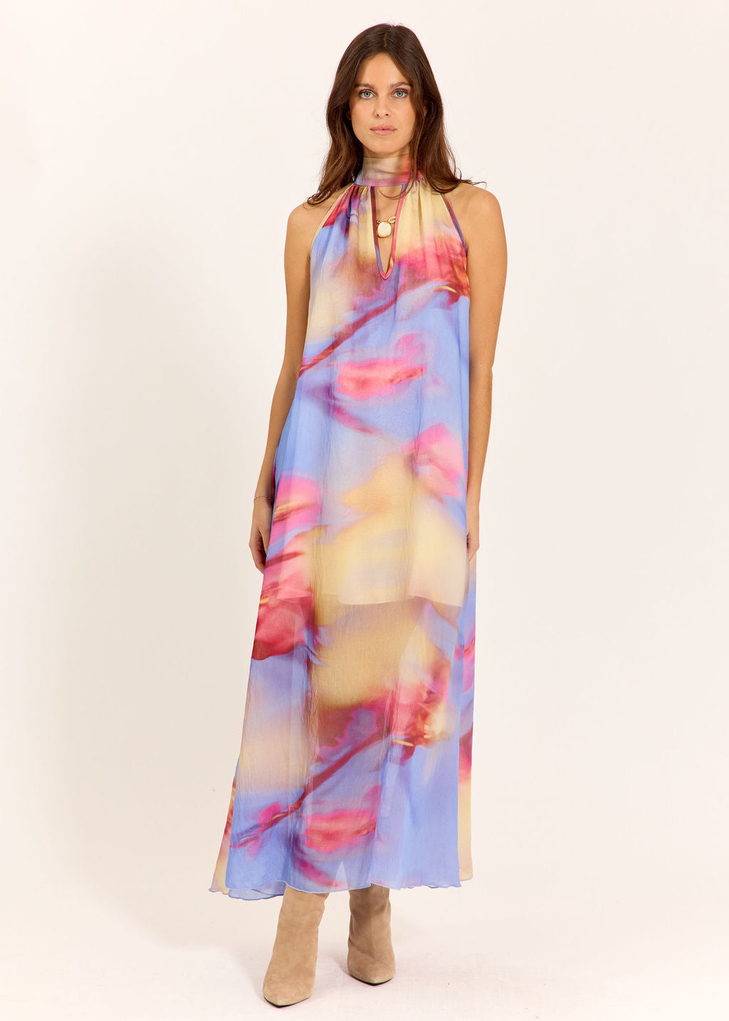 ROBE IMPRIMÉE À EMMANCHURES AMÉRICAINES MIRELLA NAXOS