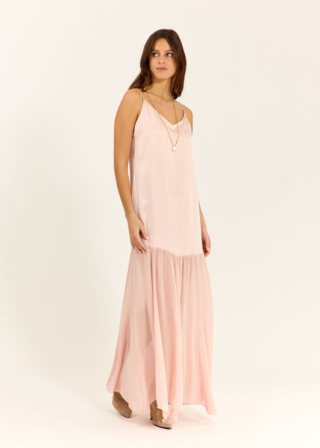 ROBE LONGUE BI-MATIÈRE TESS DRAGÉE