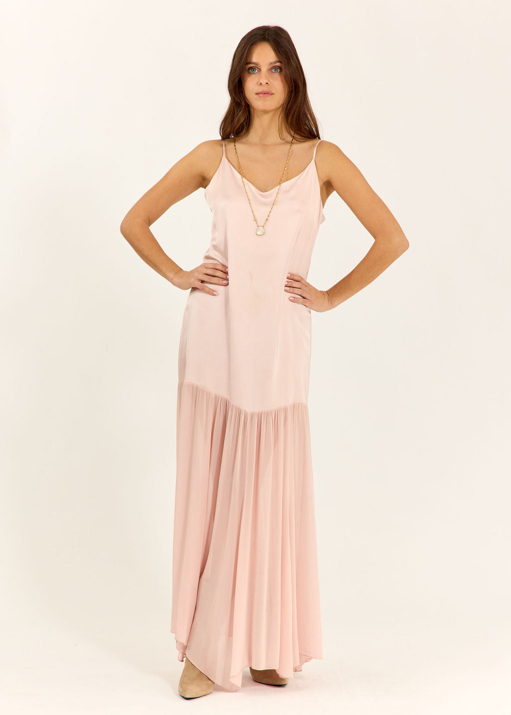 ROBE LONGUE BI-MATIÈRE TESS DRAGÉE