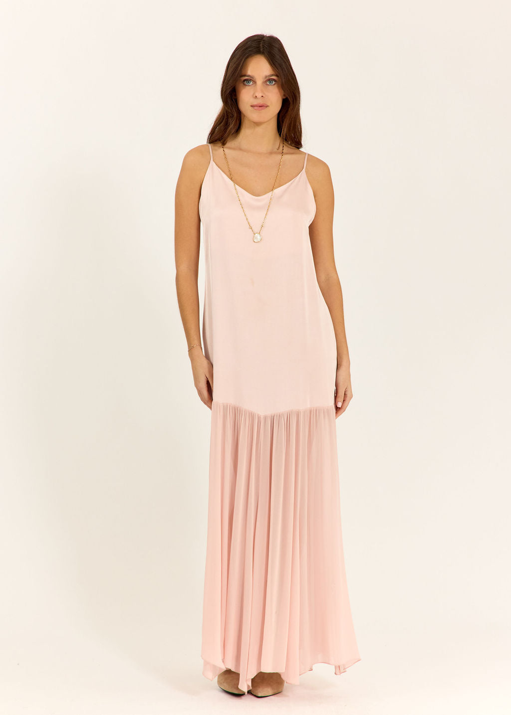 ROBE LONGUE BI-MATIÈRE TESS DRAGÉE