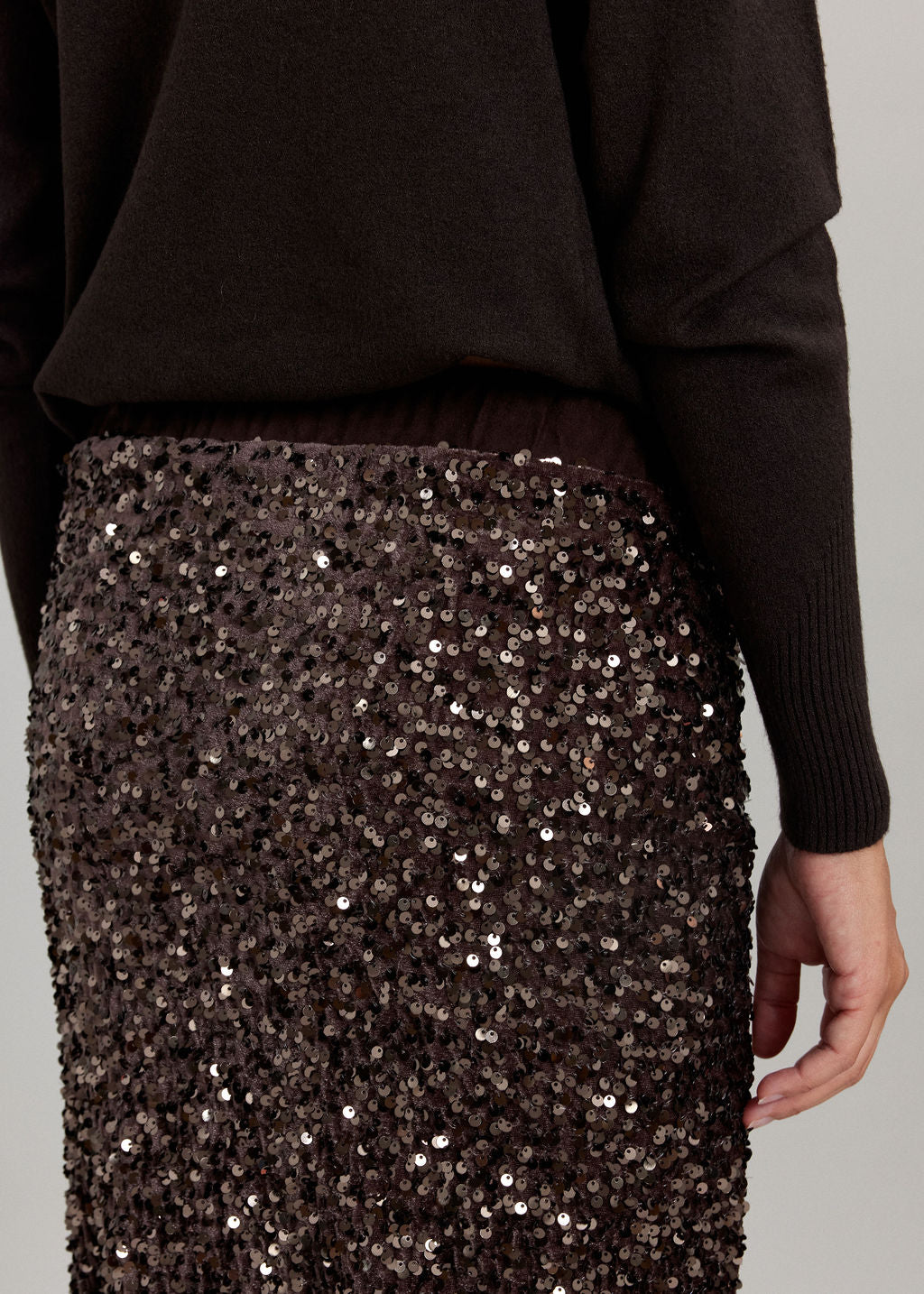 JUPE MIDI À SEQUINS CHANI ESPRESSO