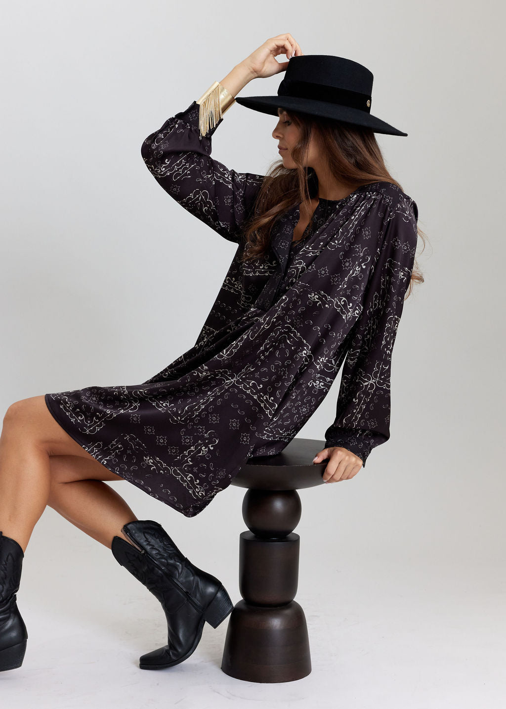 CRISTEL CAFE PRINTED TUNIC DRESS