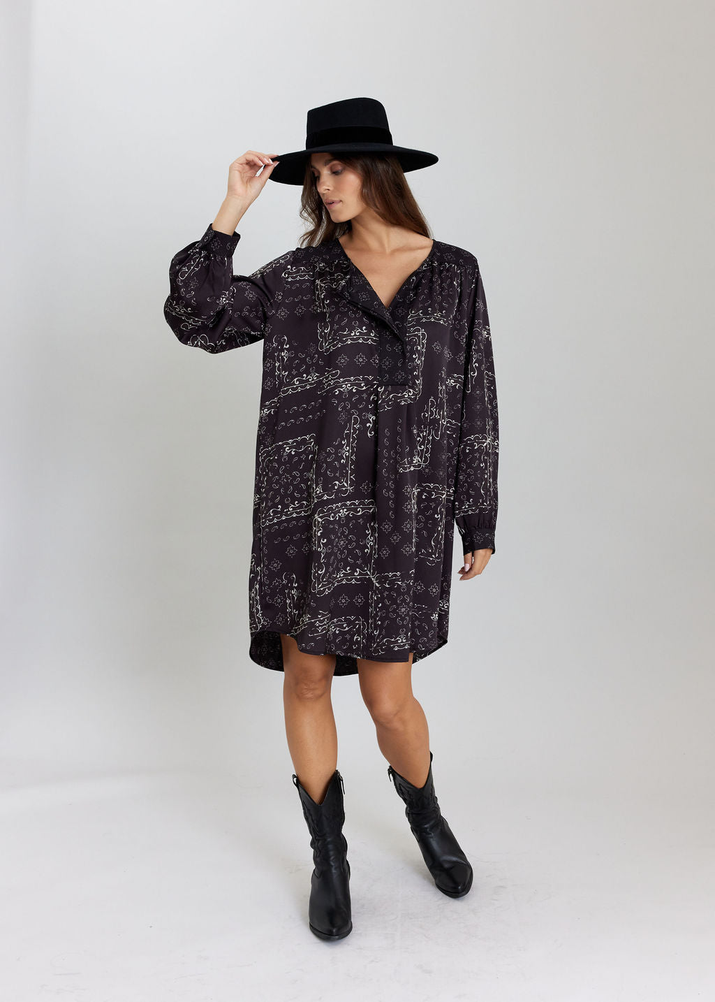CRISTEL CAFE PRINTED TUNIC DRESS