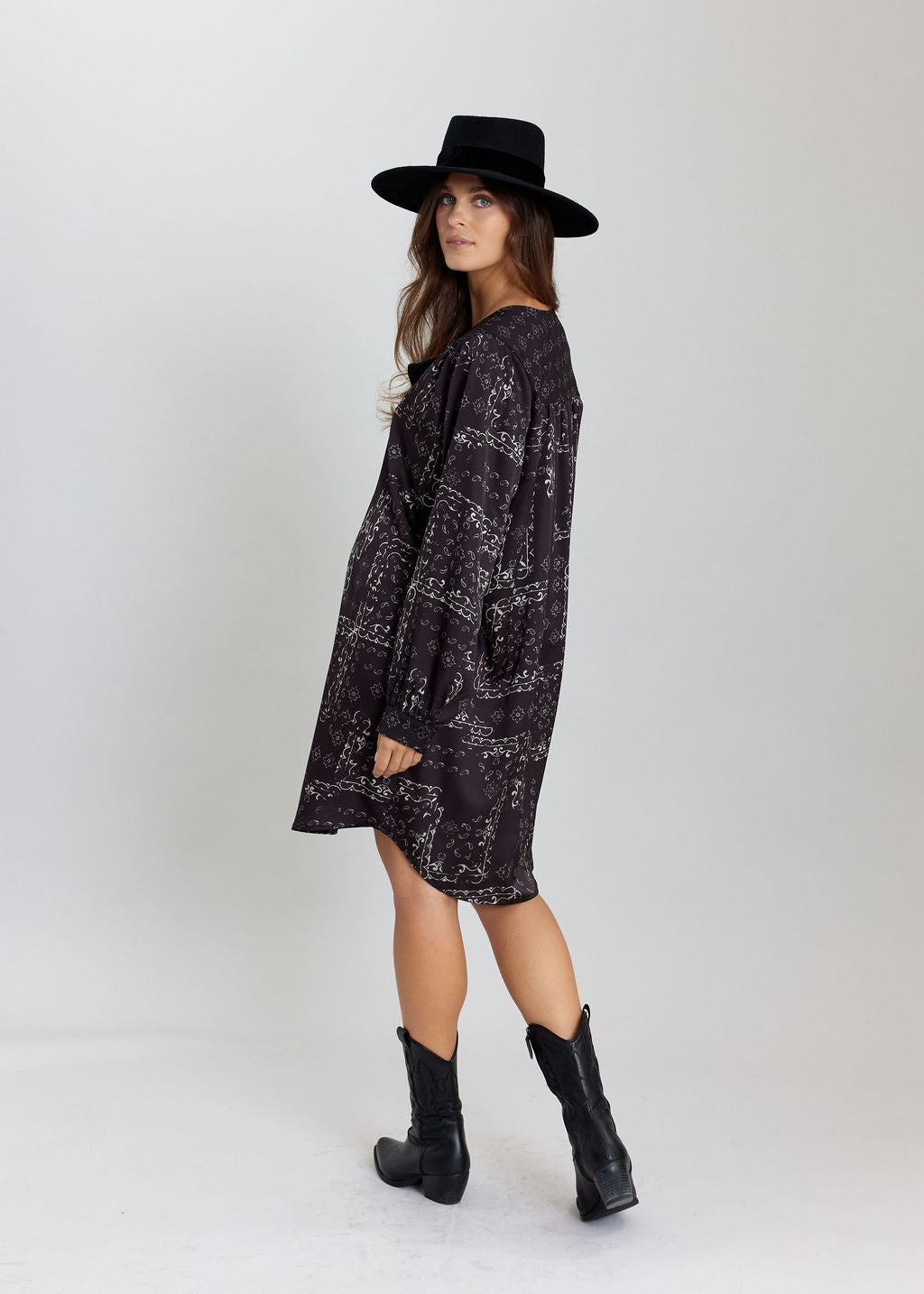 CRISTEL CAFE PRINTED TUNIC DRESS